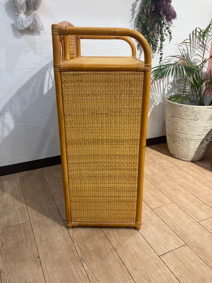 ラタン籐チェスト 家具 5段 タンス　レトロ アンティーク