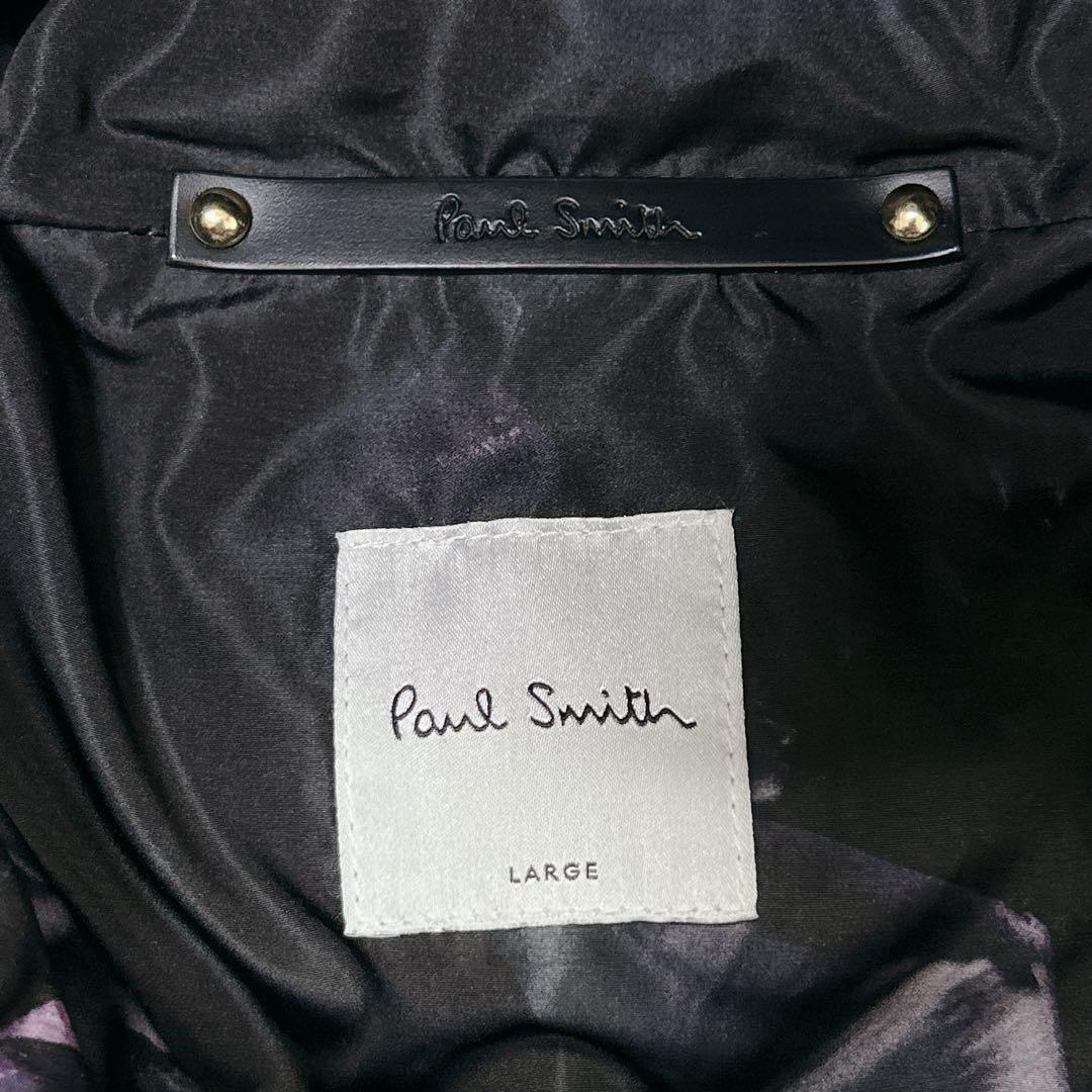 美品 ポールスミス 花柄 ダウンジャケット ハーフジップ プルオーバー ブラック