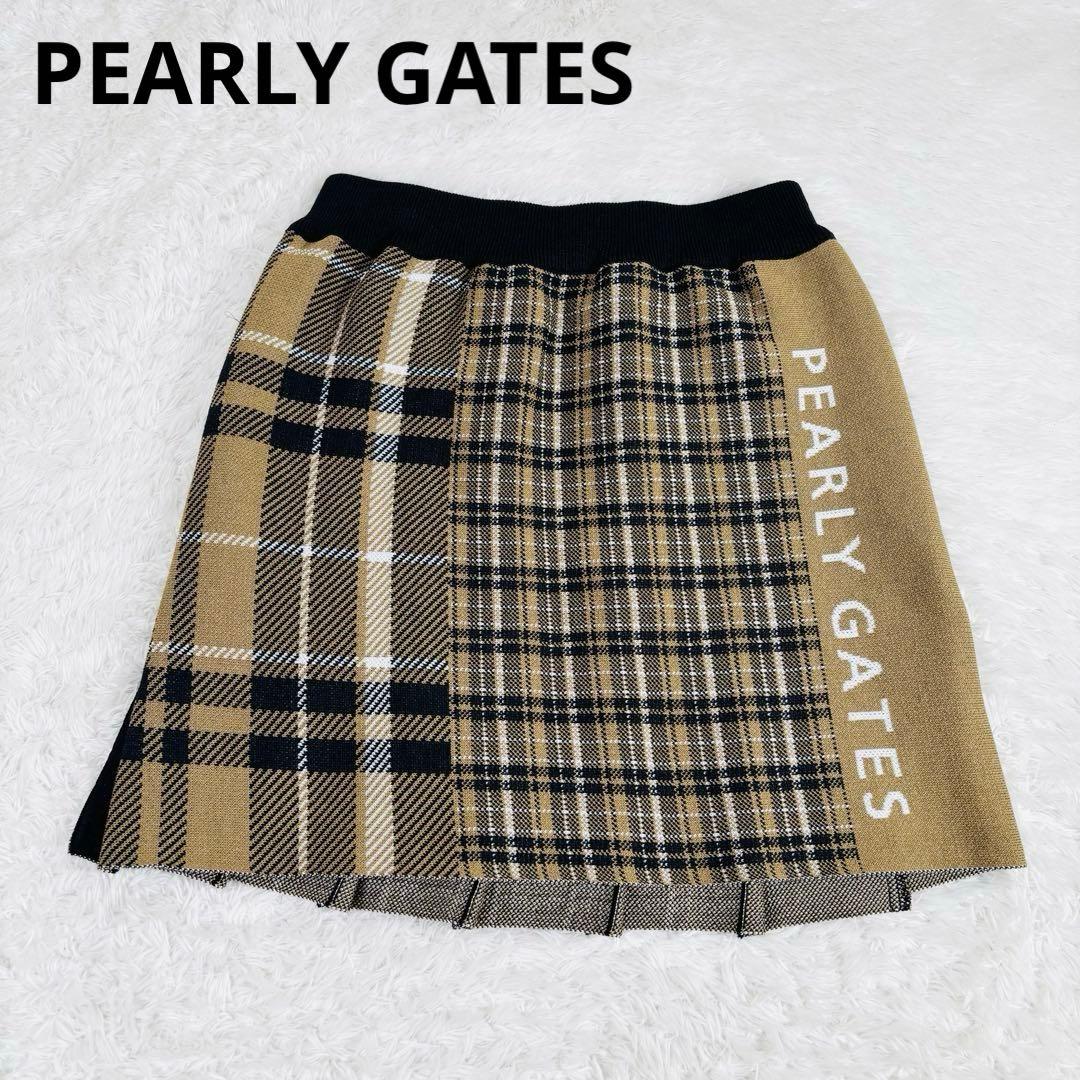740 未使用級✨パーリーゲイツ ゴルフ プリーツスカート ニット チェック