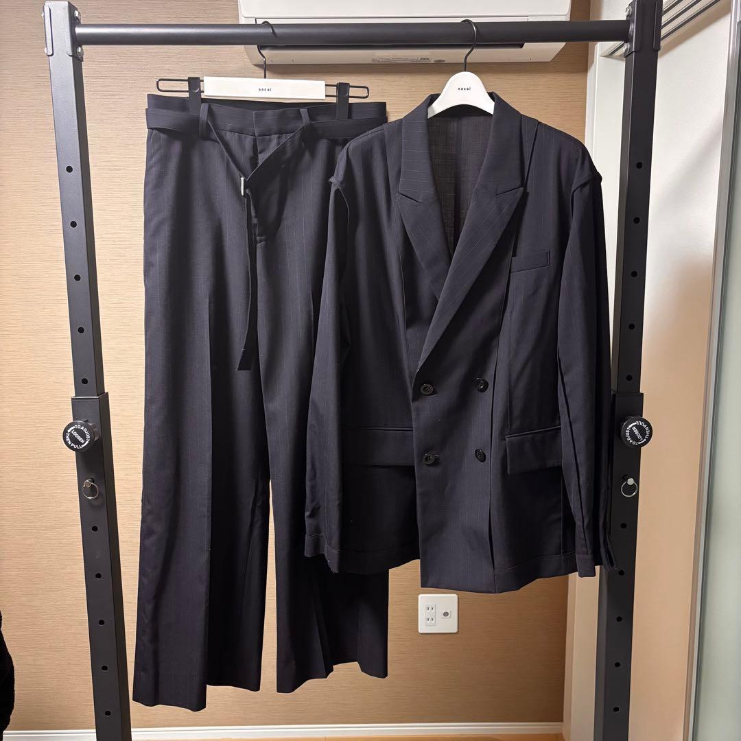 sacai 24ss ストライプ　セットアップ　スーツ　ジャケット　スラックス