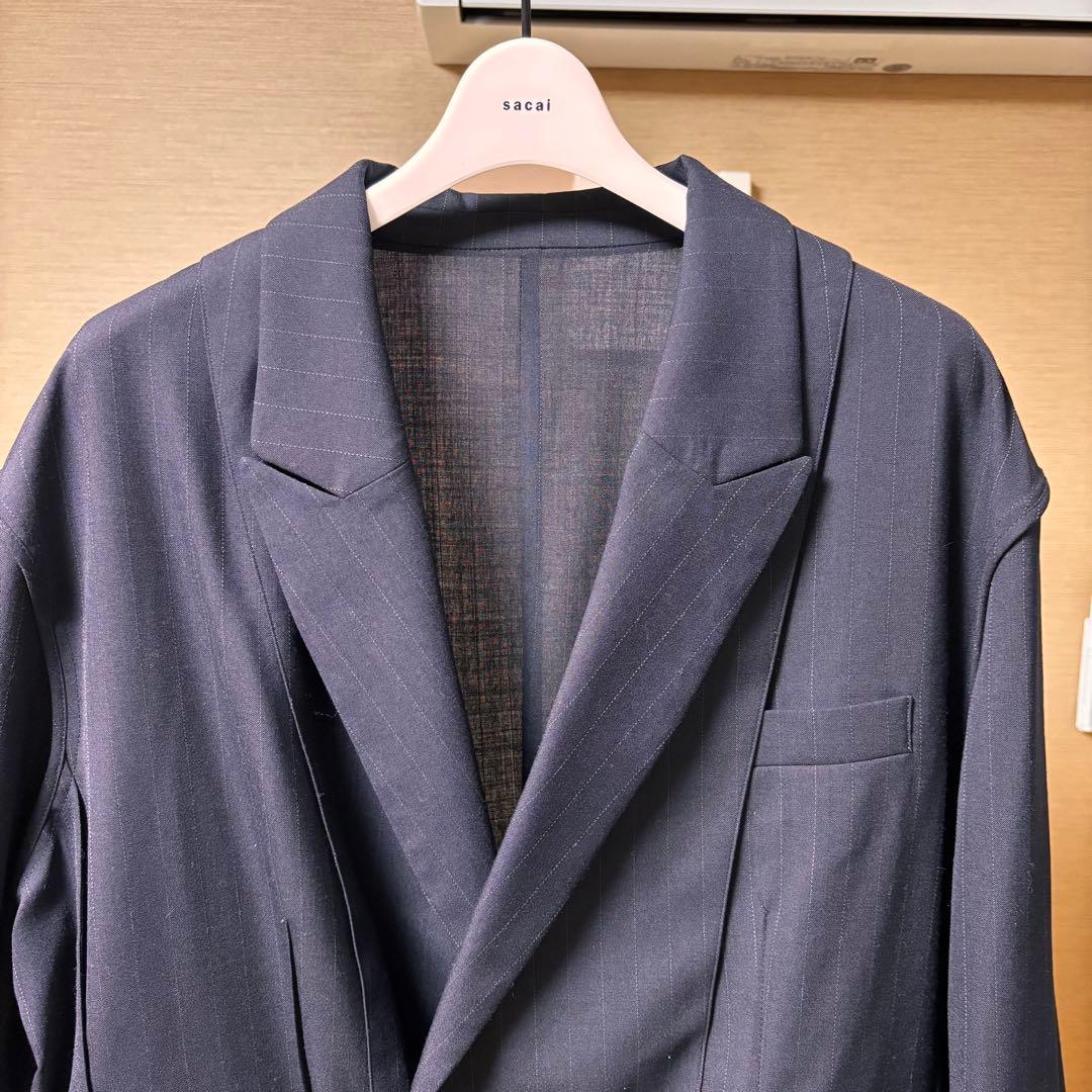 sacai 24ss ストライプ　セットアップ　スーツ　ジャケット　スラックス