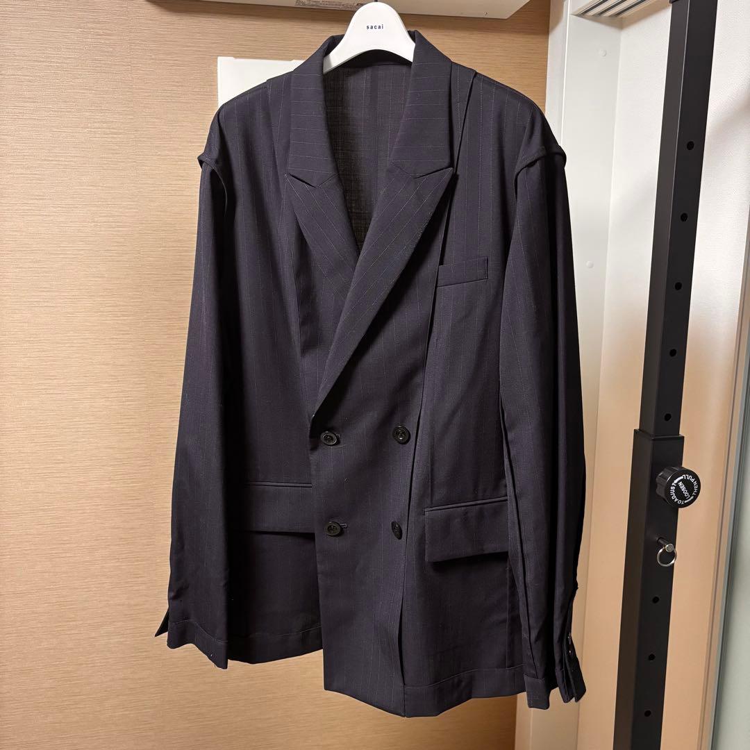 sacai 24ss ストライプ　セットアップ　スーツ　ジャケット　スラックス