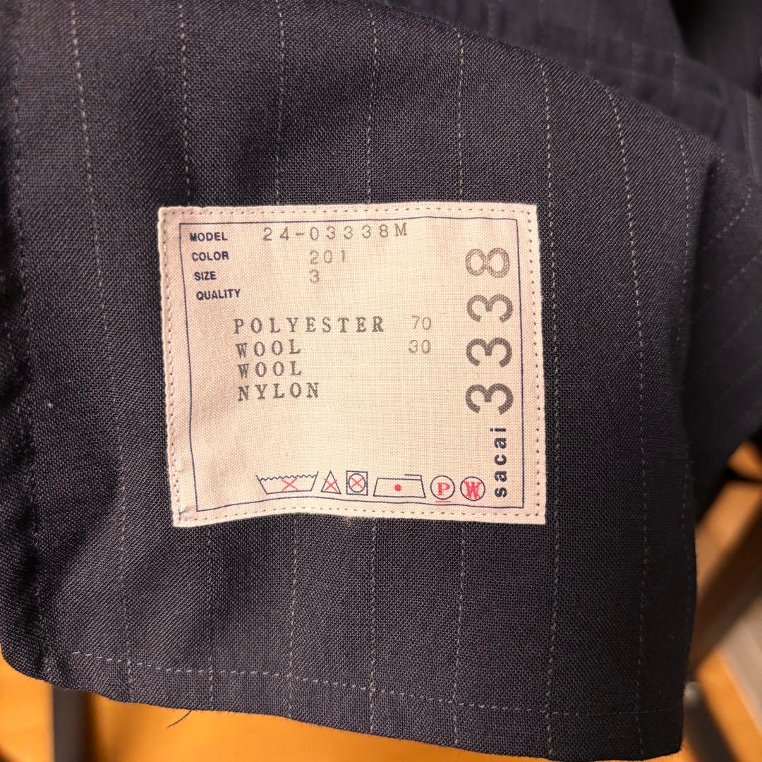 sacai 24ss ストライプ　セットアップ　スーツ　ジャケット　スラックス