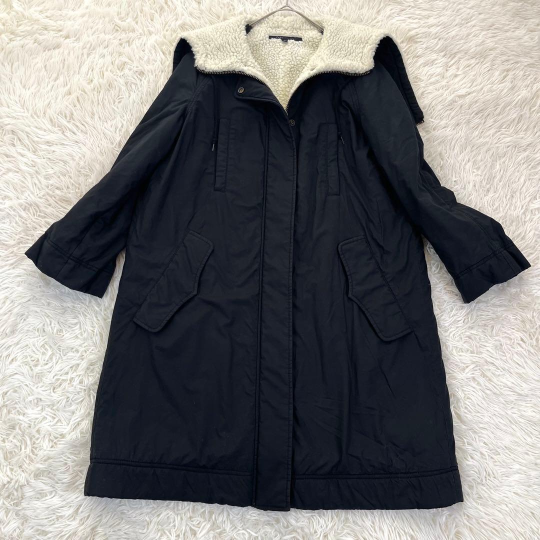 マークジェイコブス ボア フーデットモッズコート セーラーカラー 黒 2way