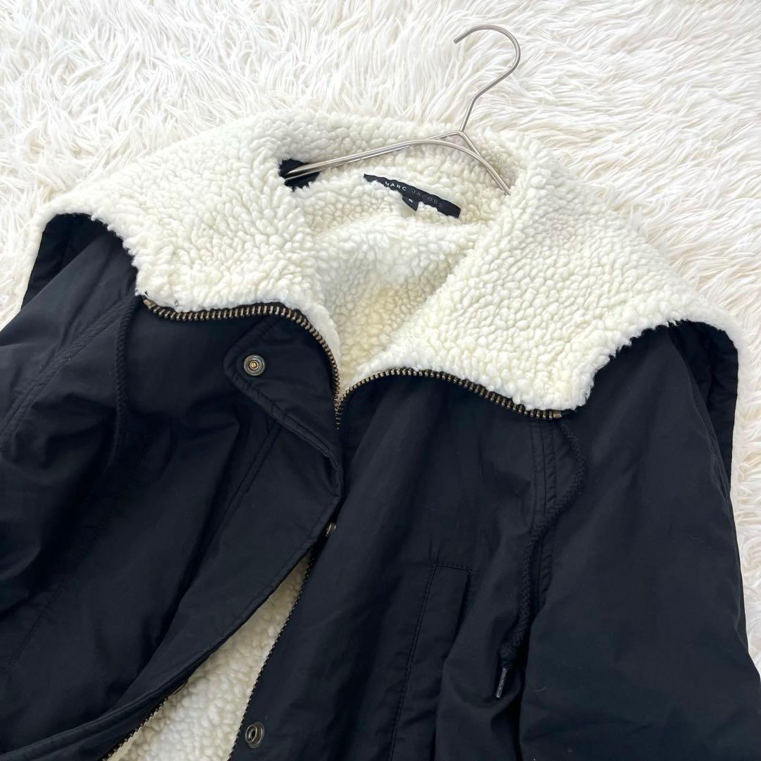 マークジェイコブス ボア フーデットモッズコート セーラーカラー 黒 2way