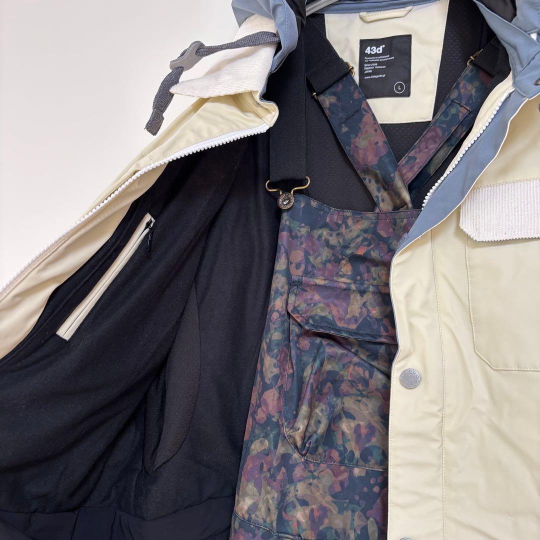 43DEGREES スノーボード　スキーウェア　上下セット　Ｌ　ビブパンツ　手袋