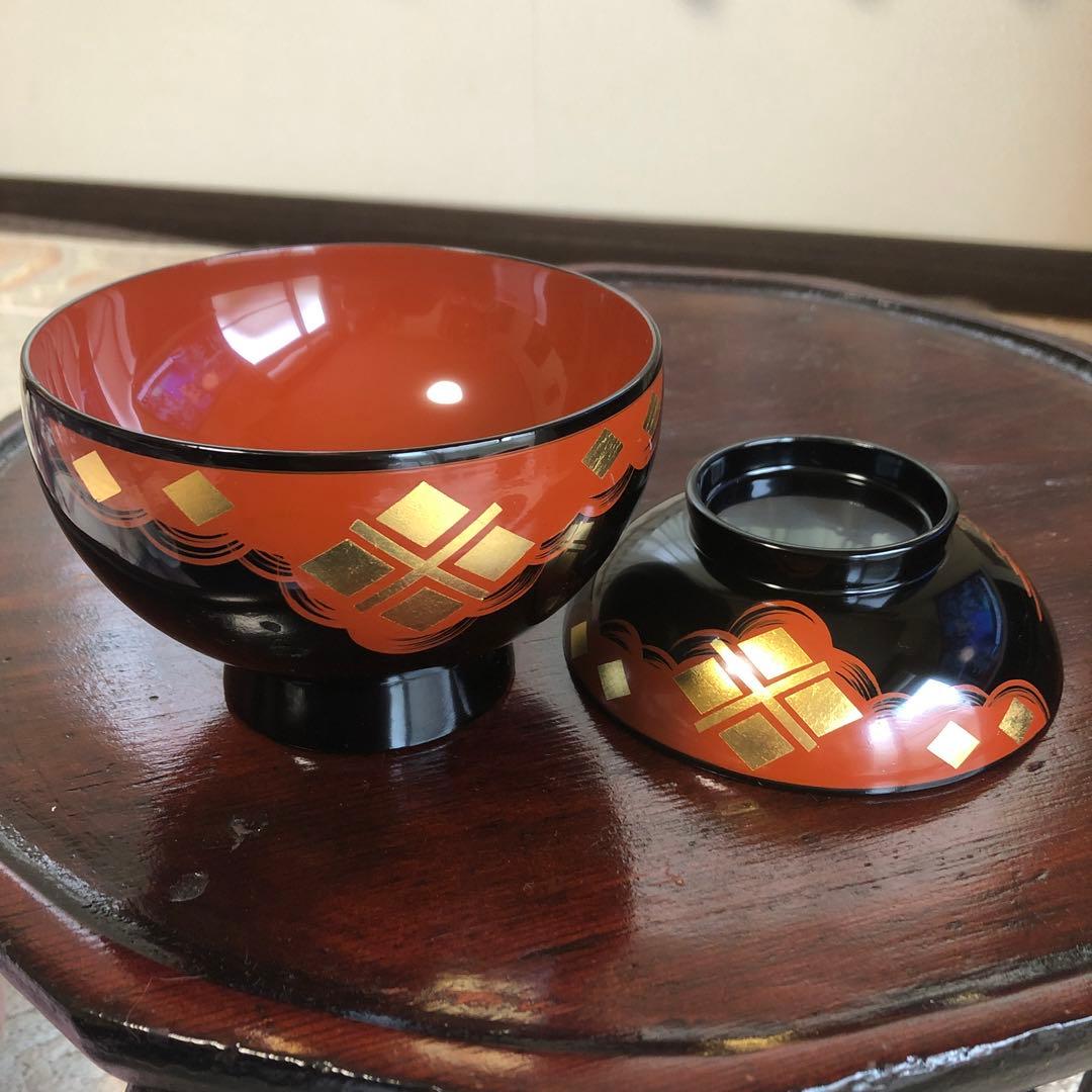 秀衡塗・秀衡椀・フタ付き・2客セット・天然木・木箱入り・レア・未使用保管品