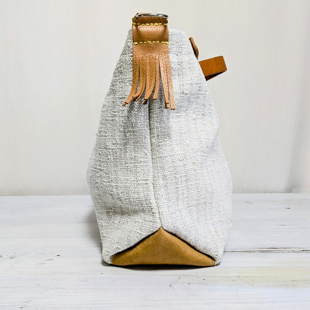 ハンドメイドantiquelinenspunグレインサック×牛革３WAY
