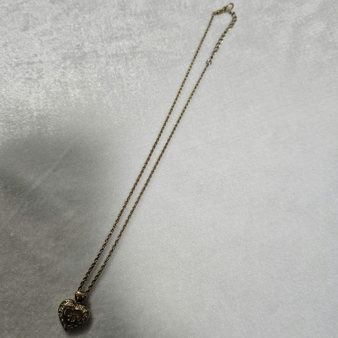 【美品】Christian Dior ネックレス ハートロゴ ラインストーン