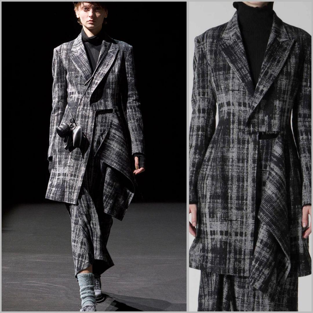 2025・26現行✨Y'sフェイデッド・プレイド・ジャカードジャケット