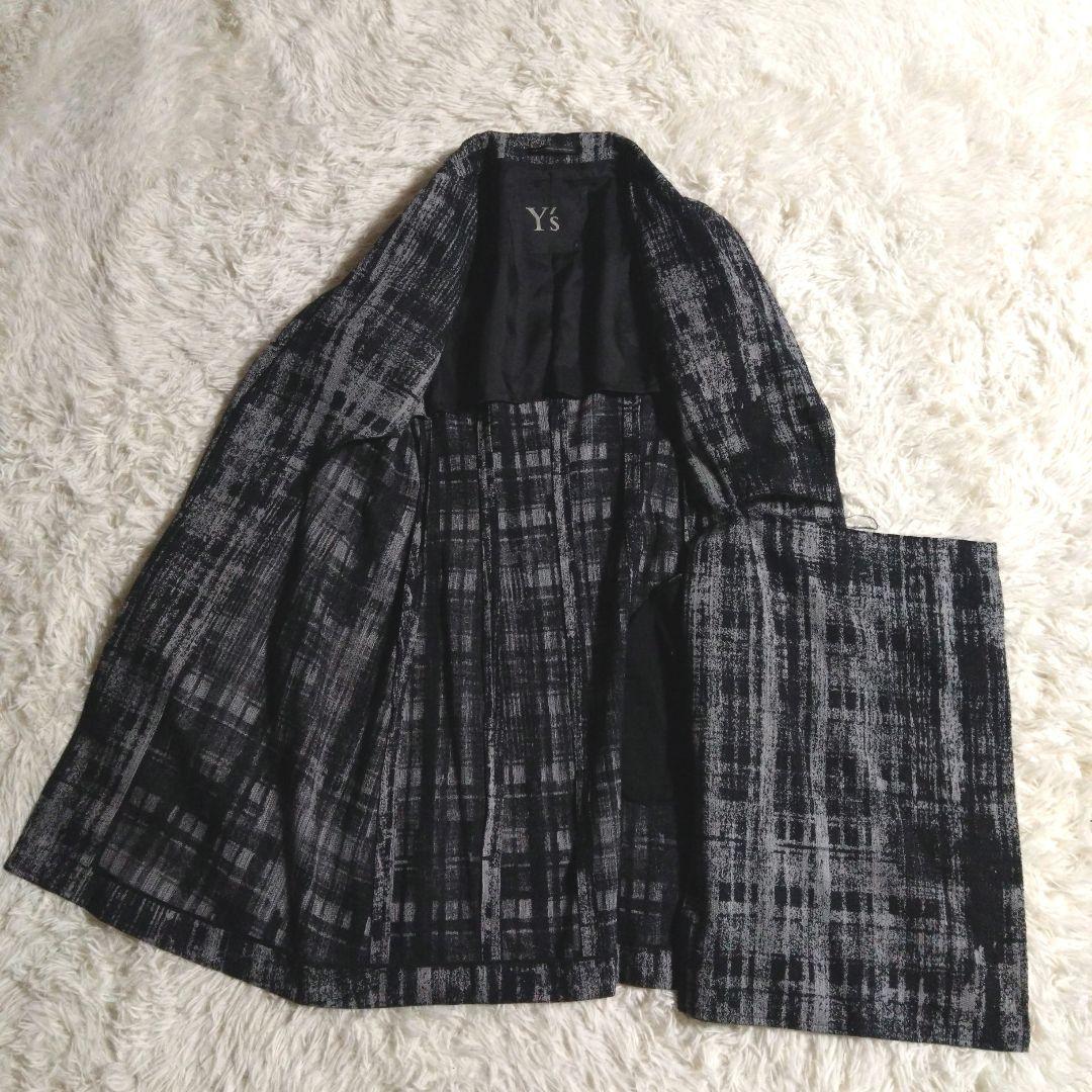 2025・26現行✨Y'sフェイデッド・プレイド・ジャカードジャケット