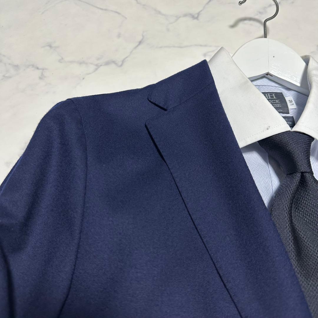 未使用級美品　ユナイテッドアローズ　カノニコ生地　ネイビースーツ　サキソニー　紺