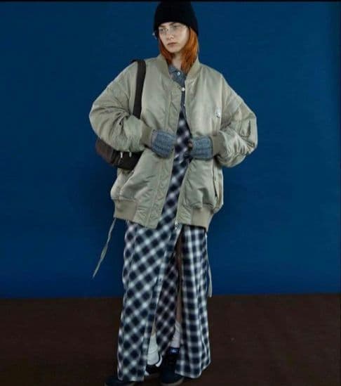 メゾンスペシャル　ボタンスリットチェックキャミワンピース