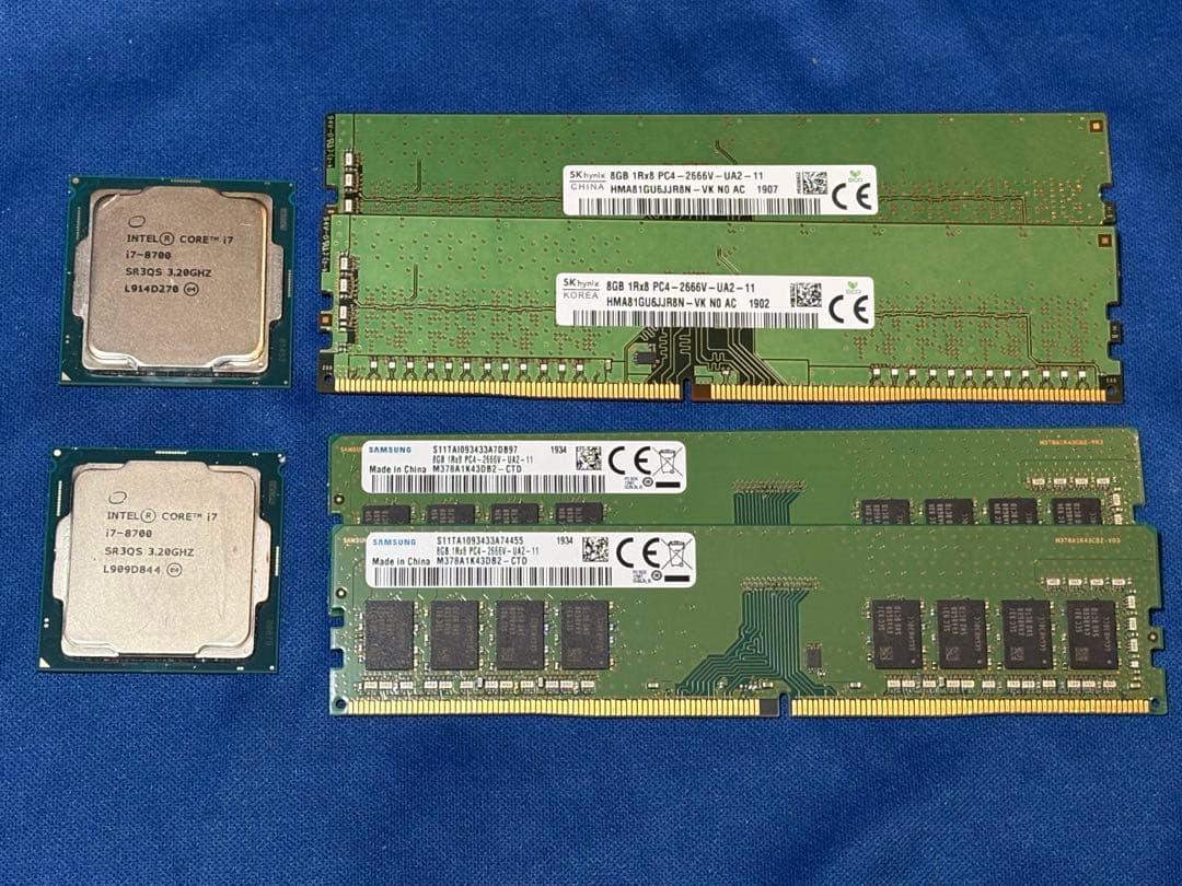 Intel Core i7-8700 CPU 2個+DDR4 メモリ8GBx4枚