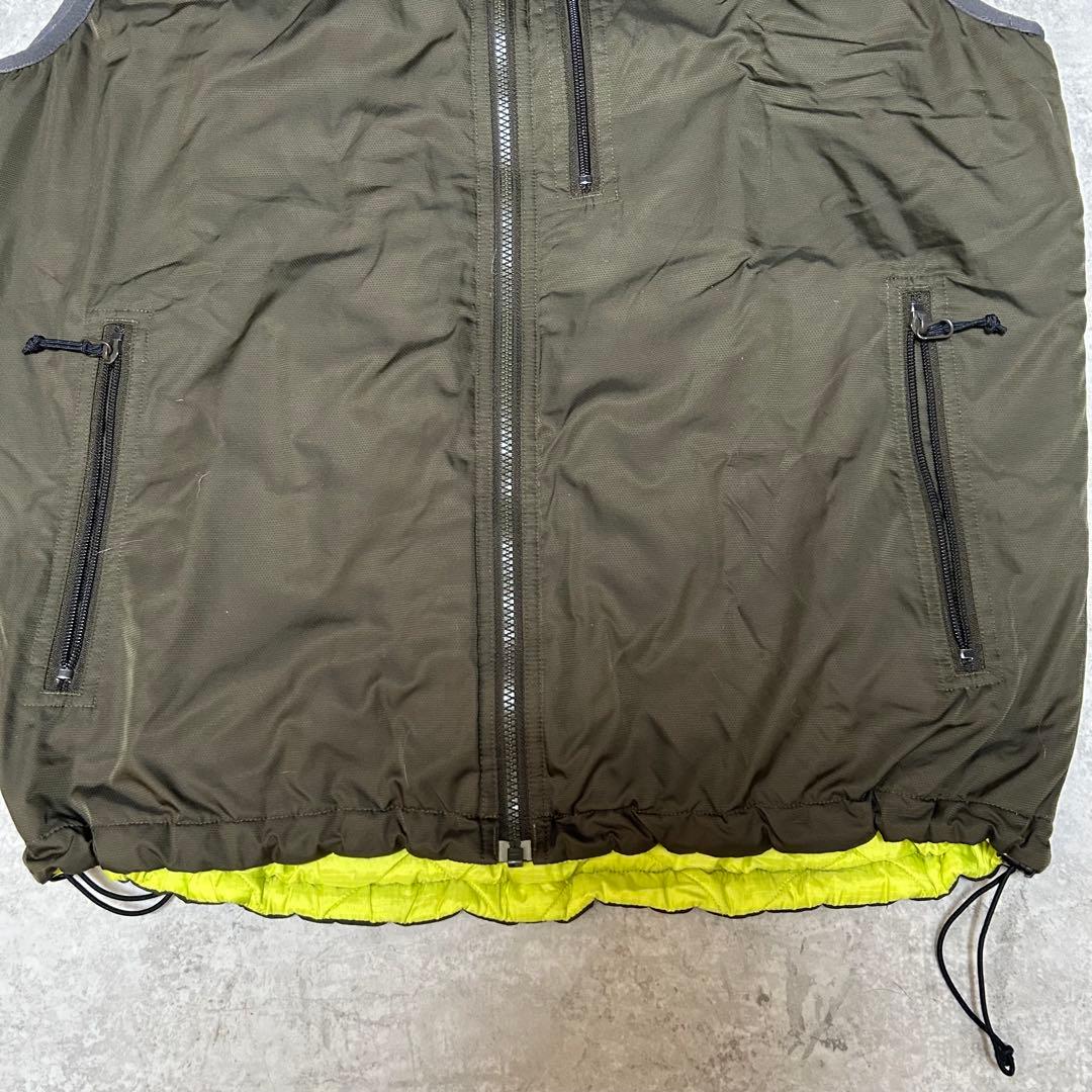 Columbia プリマロフト リバーシブル 中綿 ベスト カーキ 黄緑 XL