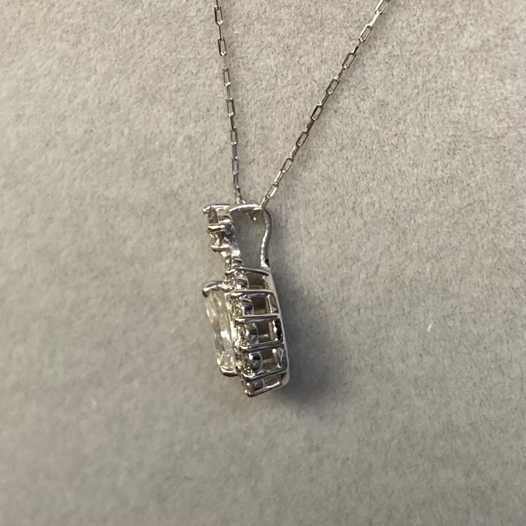 【計0.35ct】　プラチナ ペアシェイプ 取り巻き ダイヤモンド ネックレス