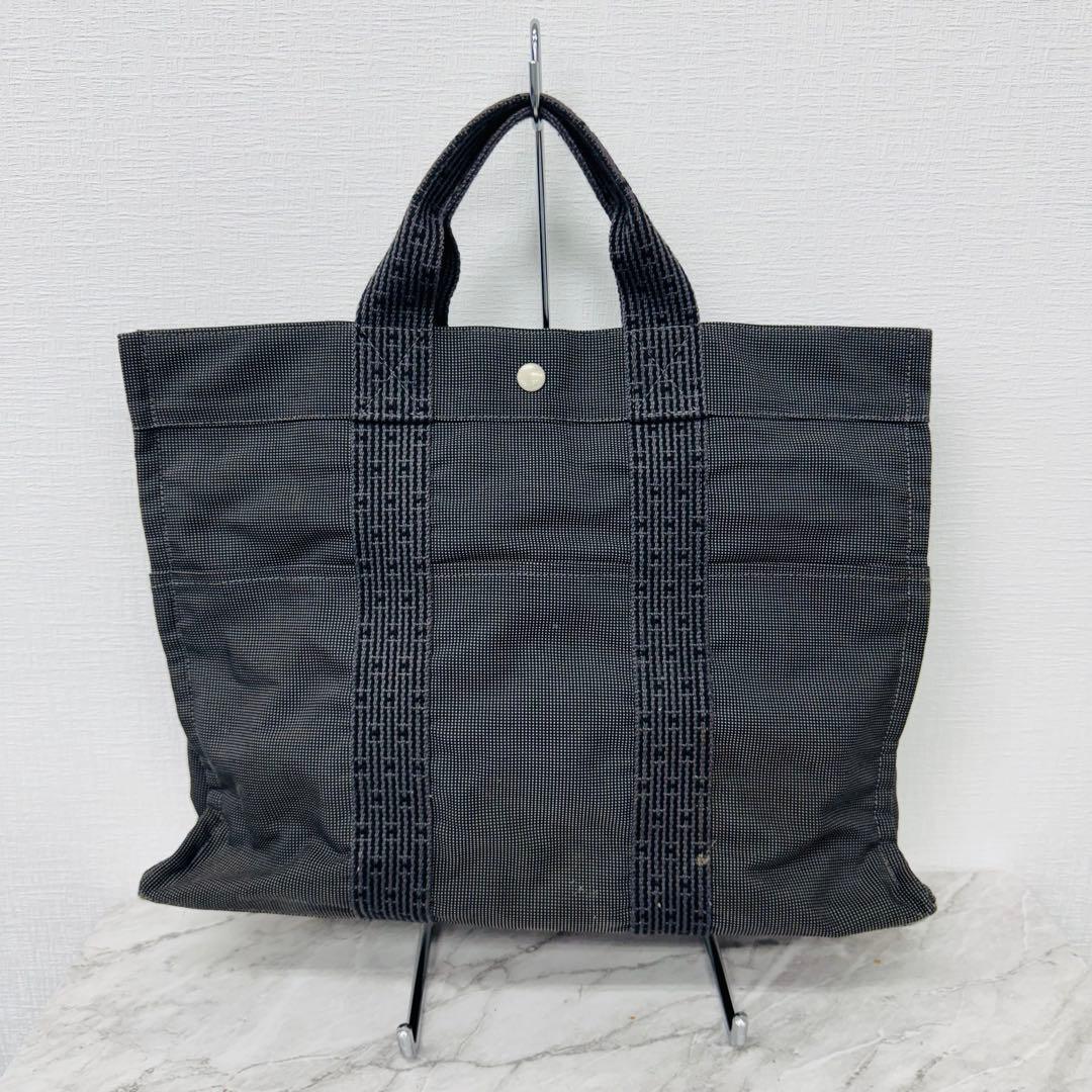 ✨HERMES✨エルメス✨エールライン✨グレー✨ナイロンキャンバス✨トートバッグ