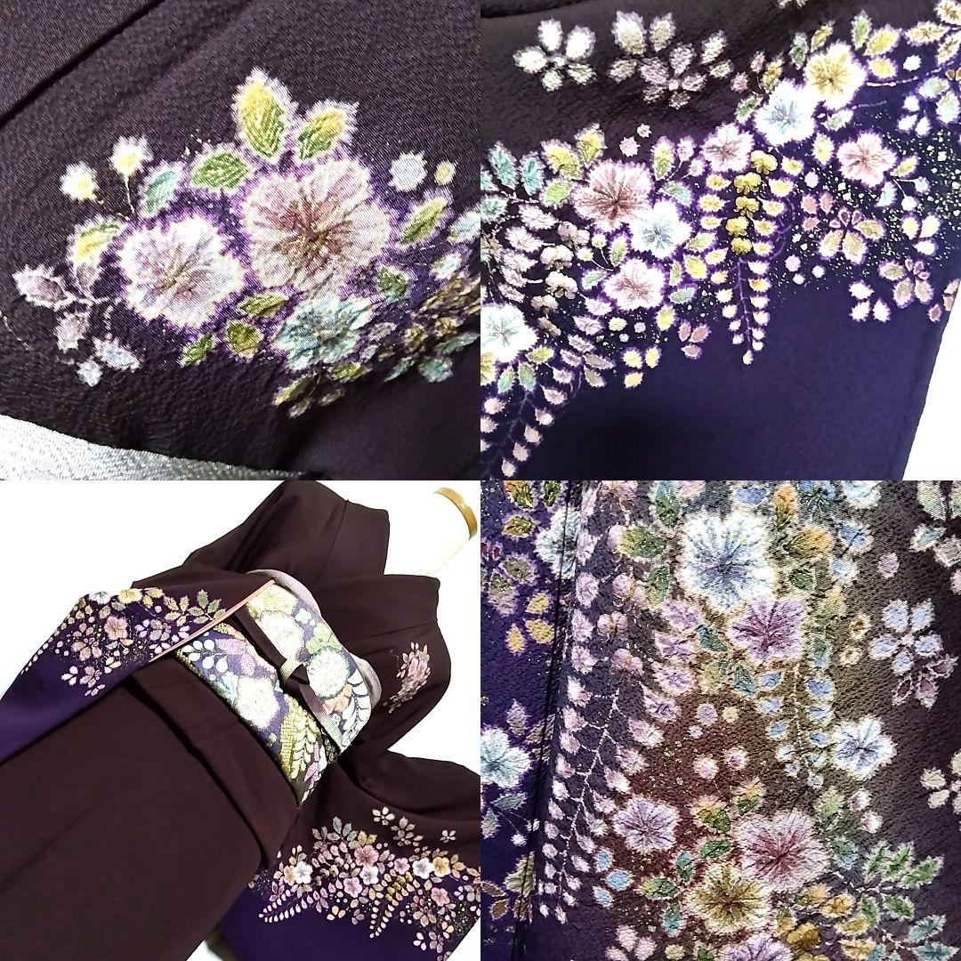 翠山工房 落款 セット 辻ケ花 辻ヶ花 袋帯 辻が花 訪問着 紫 絞り