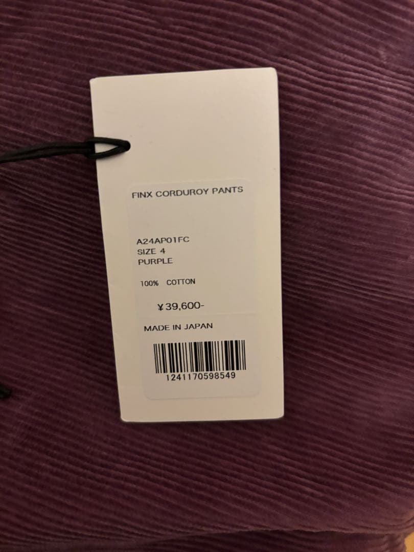パンツ 24aw AURALEE FINX CORDUROY PANTS