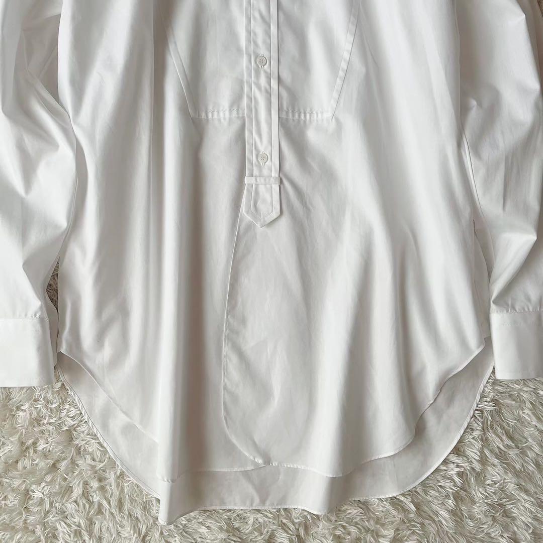 【美品】ブラミンク バンドカラーオーバーサイズワイドシャツ 白