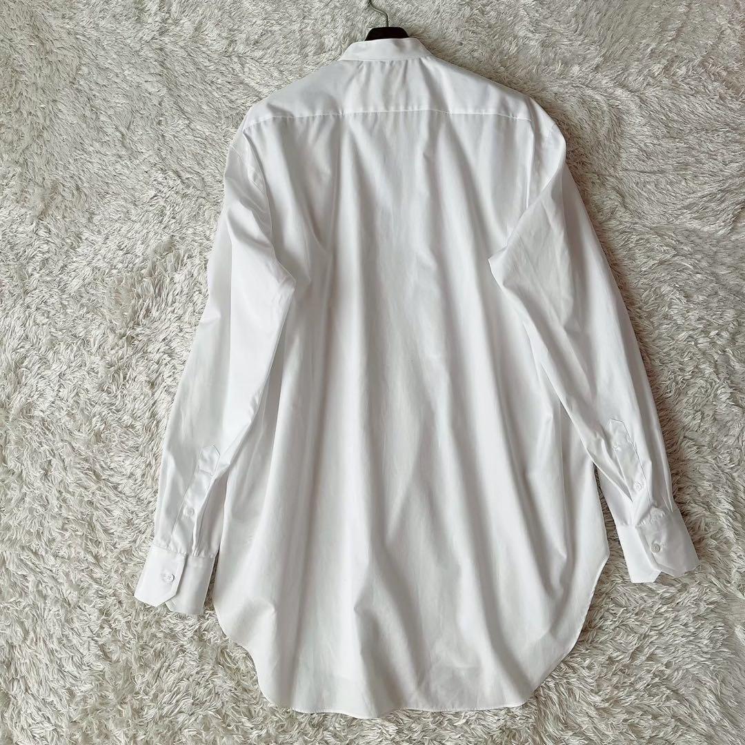 【美品】ブラミンク バンドカラーオーバーサイズワイドシャツ 白