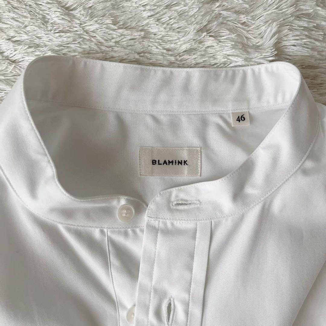 【美品】ブラミンク バンドカラーオーバーサイズワイドシャツ 白