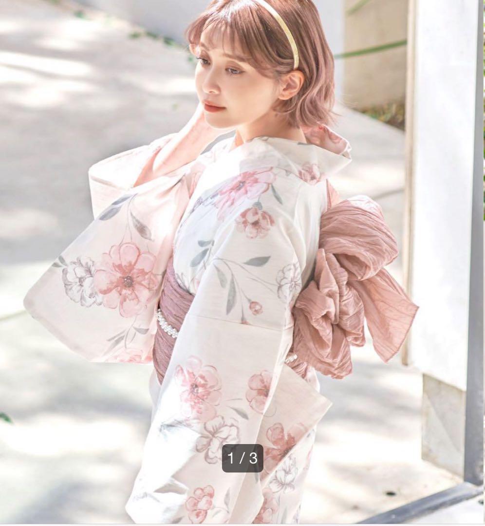 dita 浴衣　桜梅桃李　　浴衣、帯、下駄3点セット