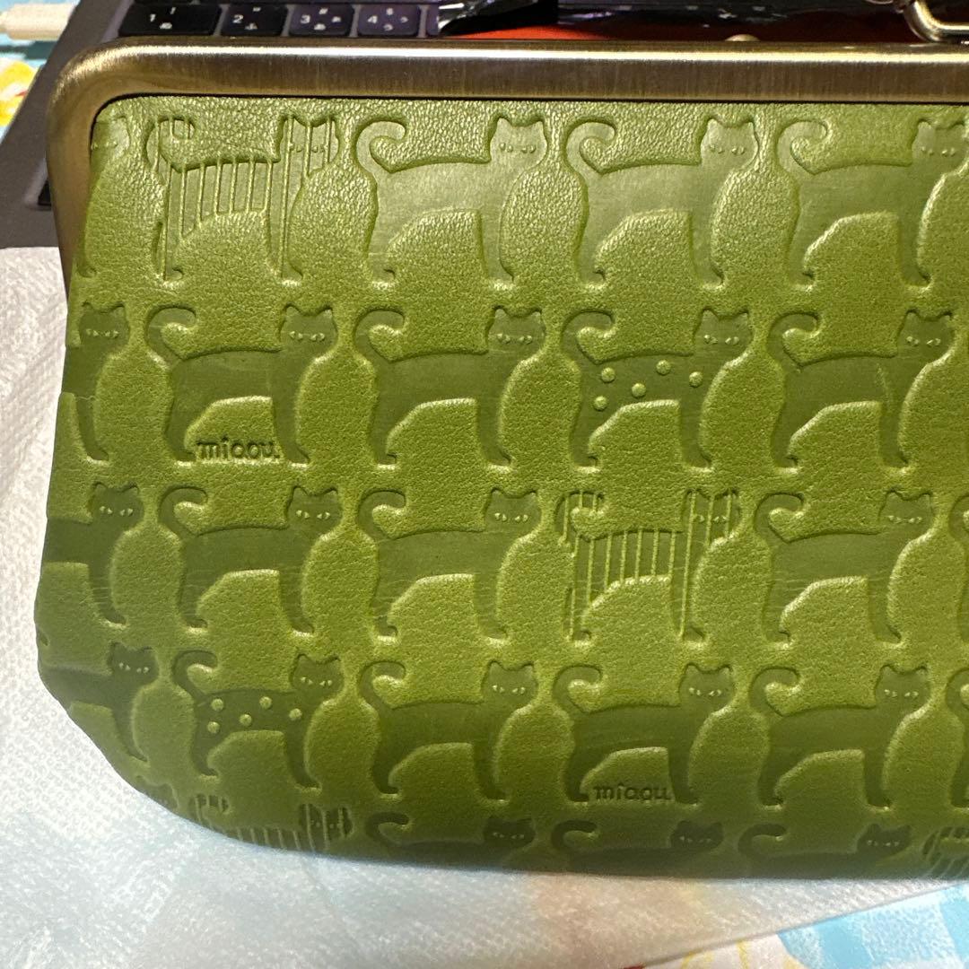 【キスケさま専用】未使用！アンシグネ　miaou レザー　がま口長財布　猫柄