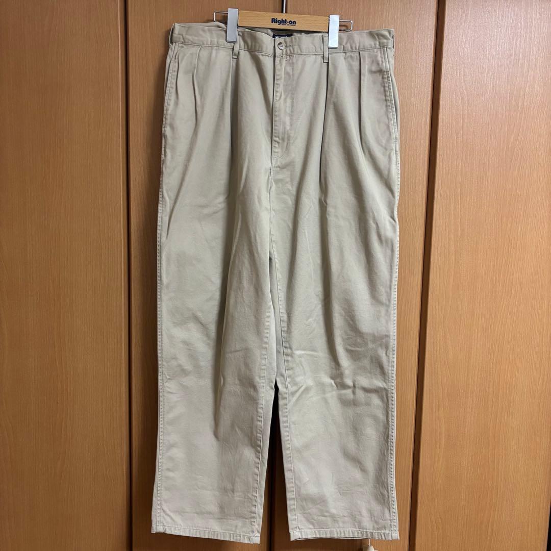 80s 90s ラルフローレン 初期ポロチノ 2タックチノ　USA製 ベージュ