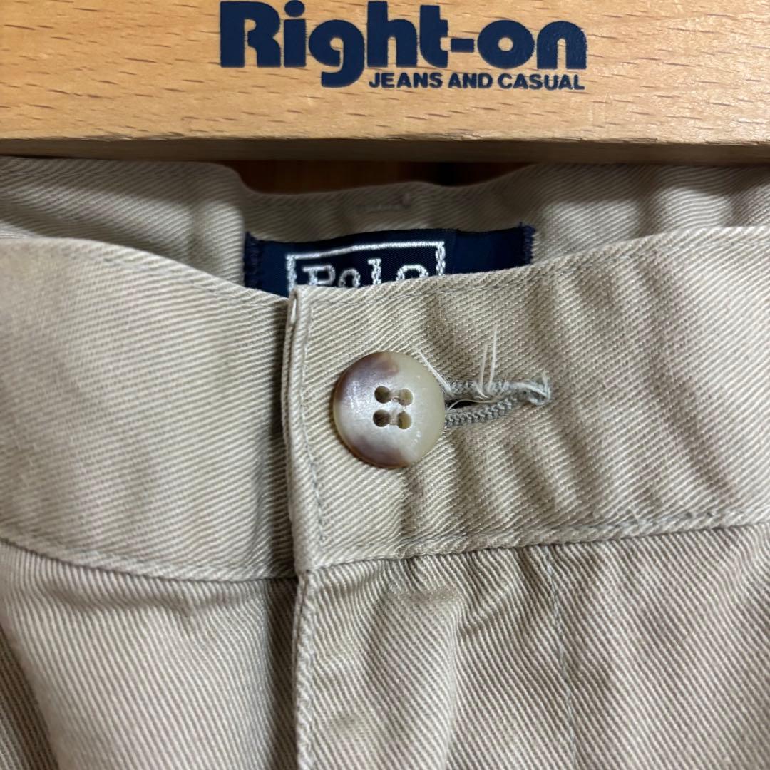 80s 90s ラルフローレン 初期ポロチノ 2タックチノ　USA製 ベージュ