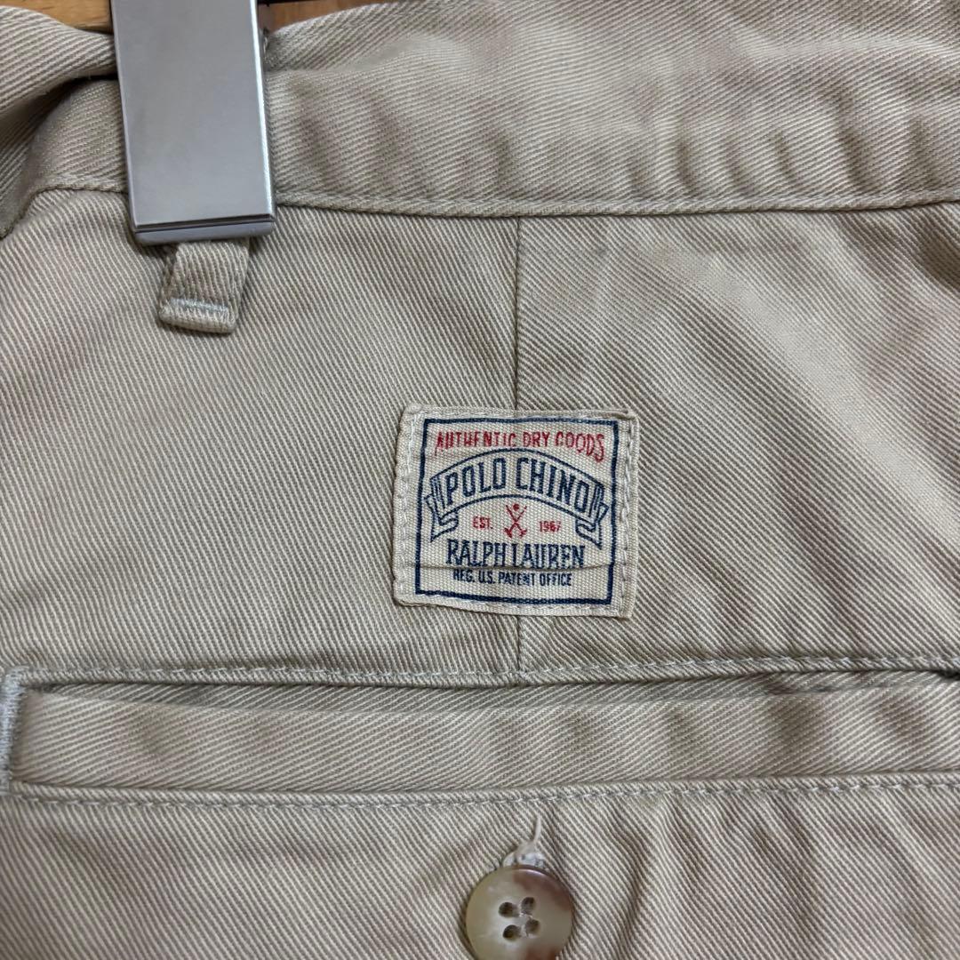 80s 90s ラルフローレン 初期ポロチノ 2タックチノ　USA製 ベージュ