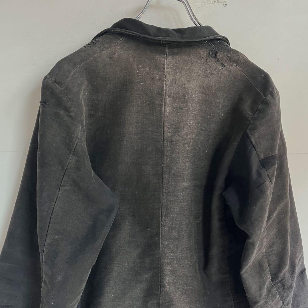30s 40s フレンチ ブラックモールスキンジャケット テーラード 希少 襤褸