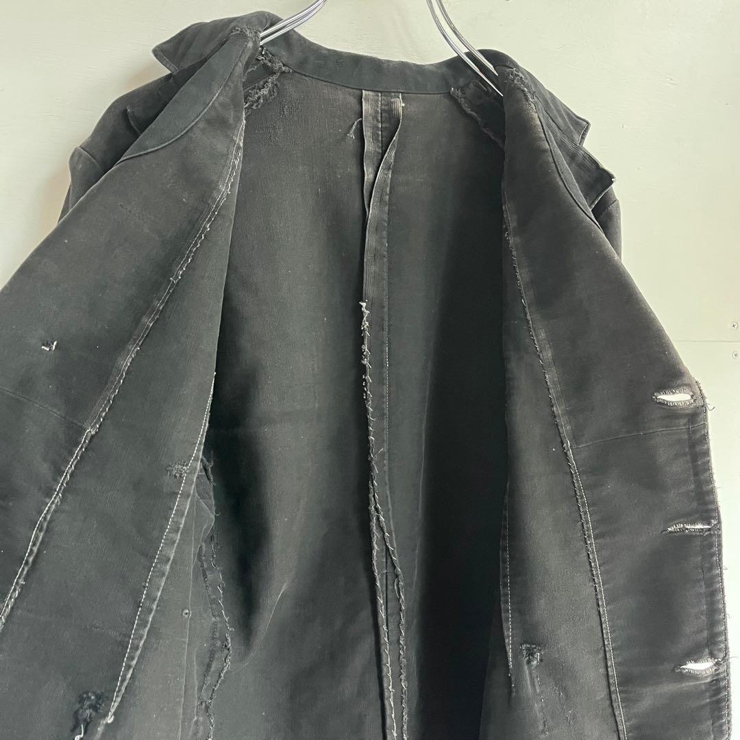 30s 40s フレンチ ブラックモールスキンジャケット テーラード 希少 襤褸