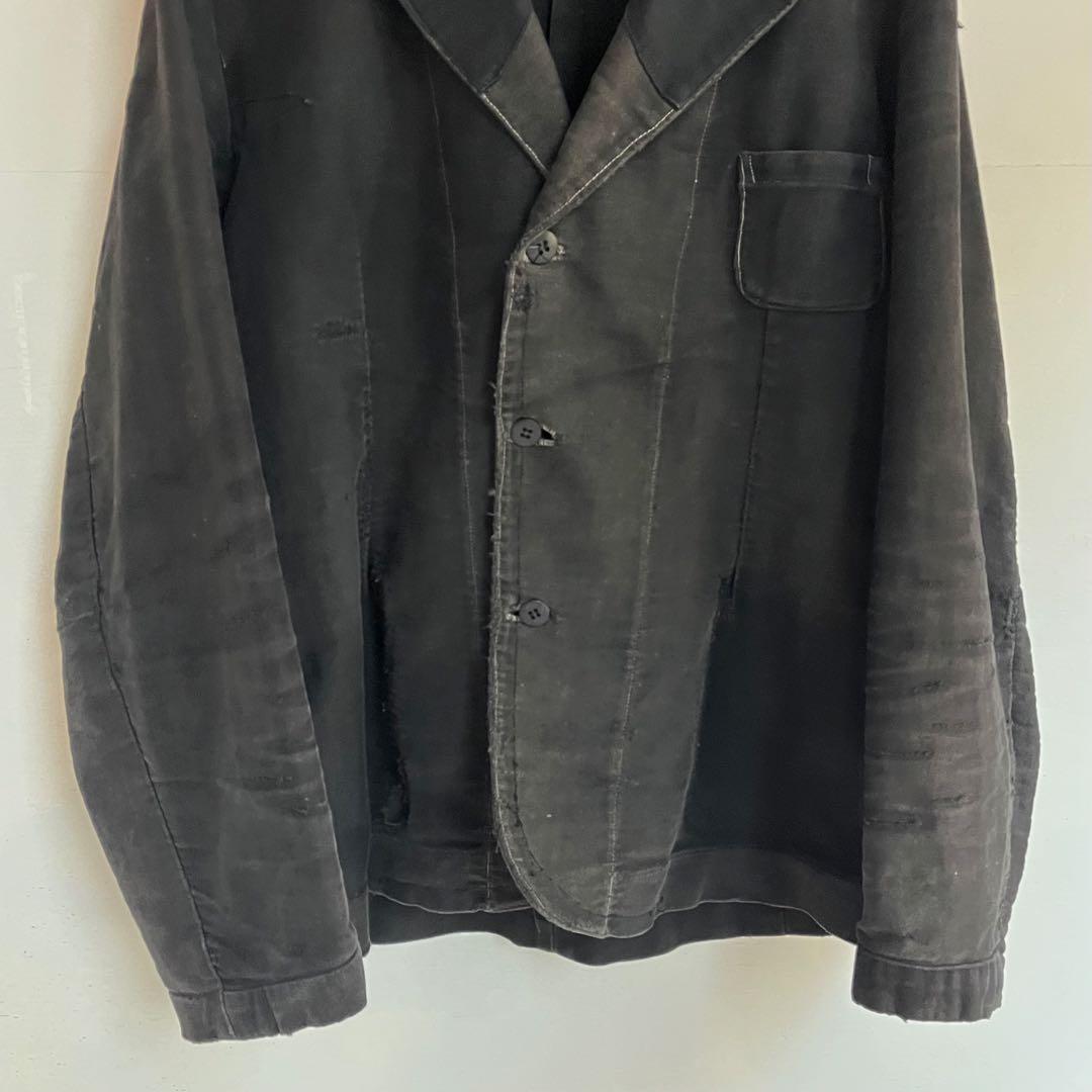 30s 40s フレンチ ブラックモールスキンジャケット テーラード 希少 襤褸