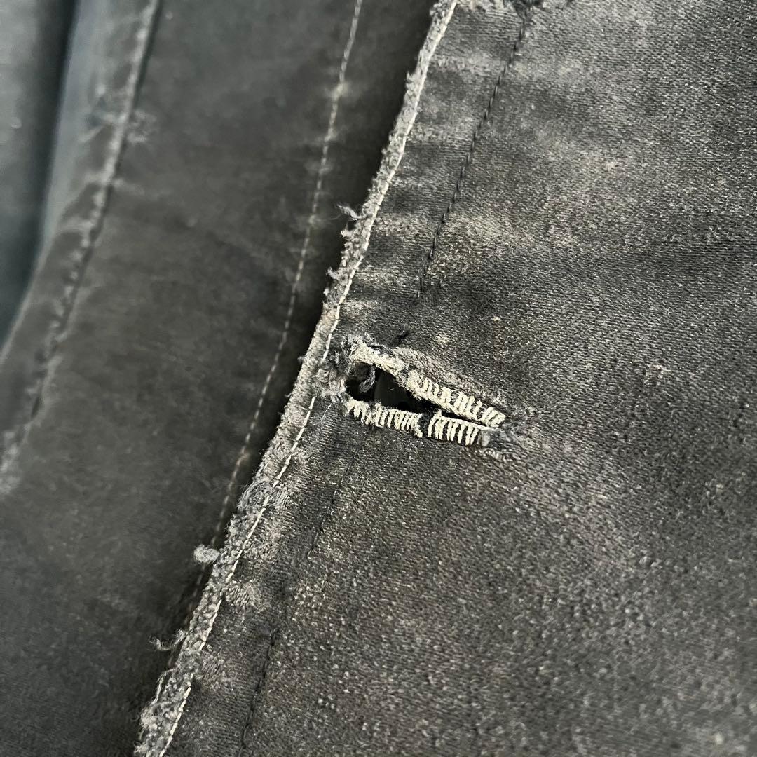 30s 40s フレンチ ブラックモールスキンジャケット テーラード 希少 襤褸