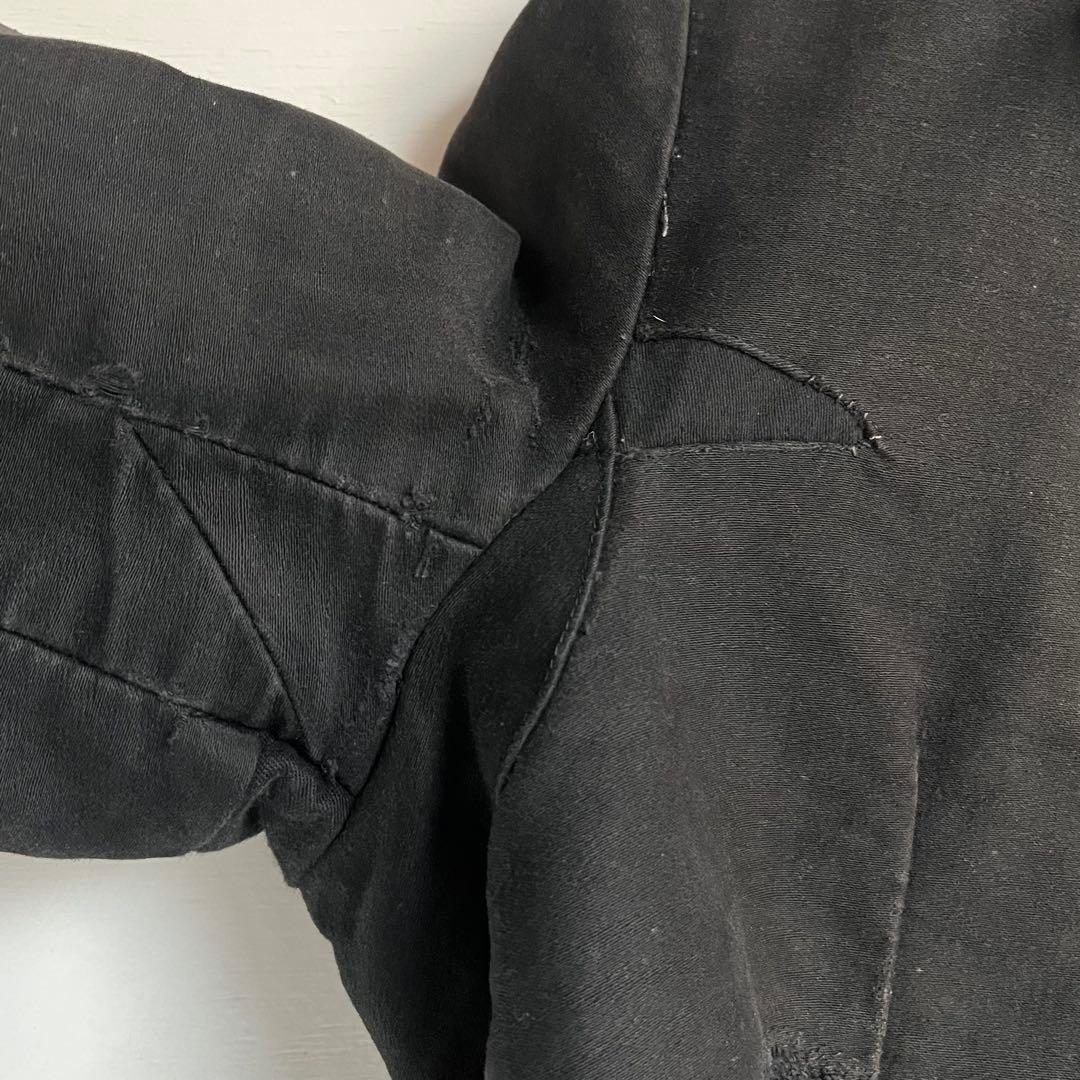 30s 40s フレンチ ブラックモールスキンジャケット テーラード 希少 襤褸