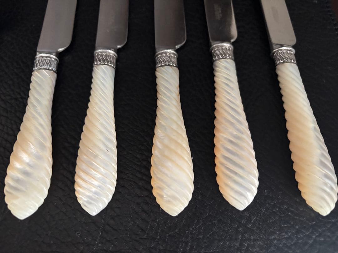 マッピンウエッブ　シルバー　白蝶貝　デザートフォークとナイフセット5組10本