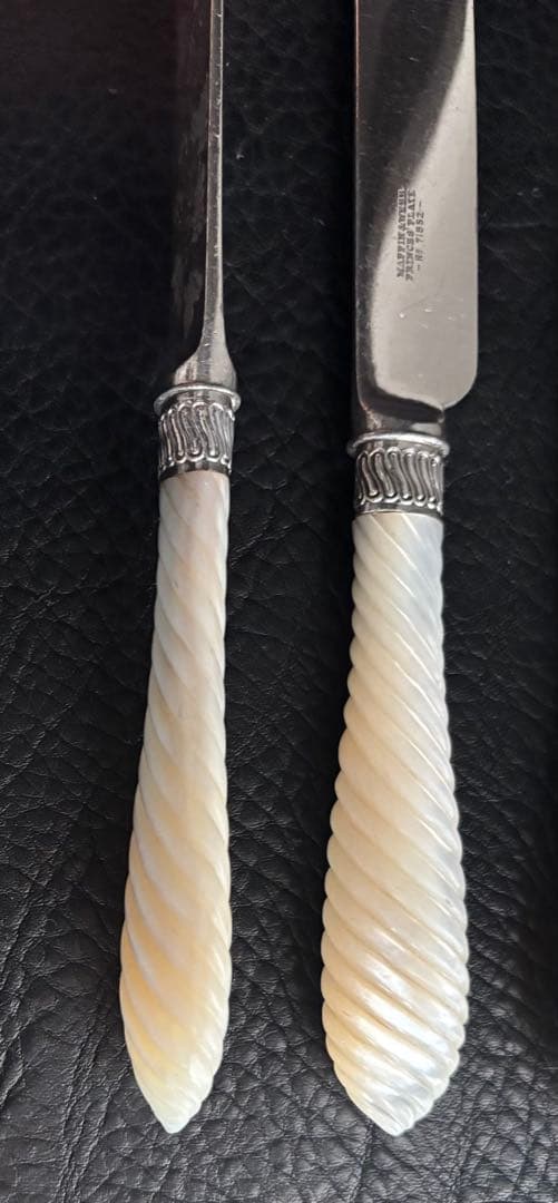 マッピンウエッブ　シルバー　白蝶貝　デザートフォークとナイフセット5組10本