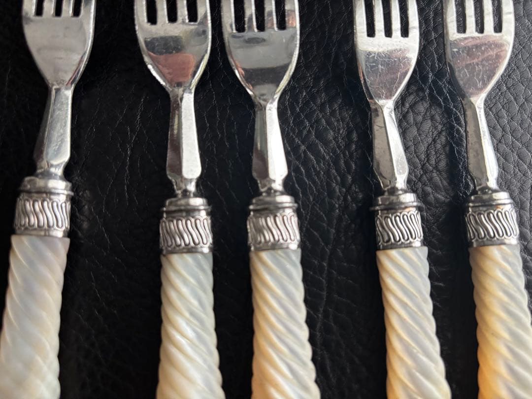 マッピンウエッブ　シルバー　白蝶貝　デザートフォークとナイフセット5組10本