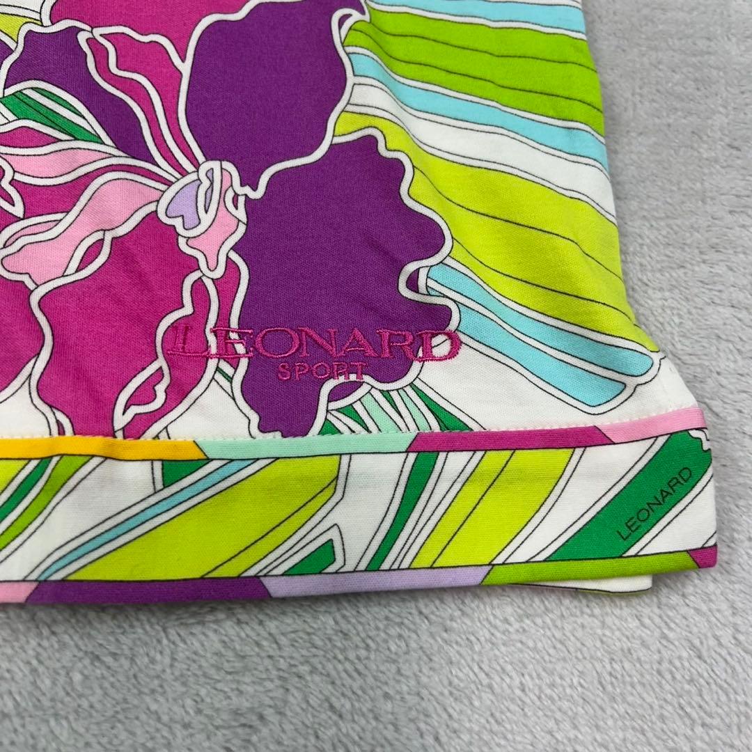 K801 新品未使用 L レオナール ロゴ刺繍 花柄 カットソー レディース