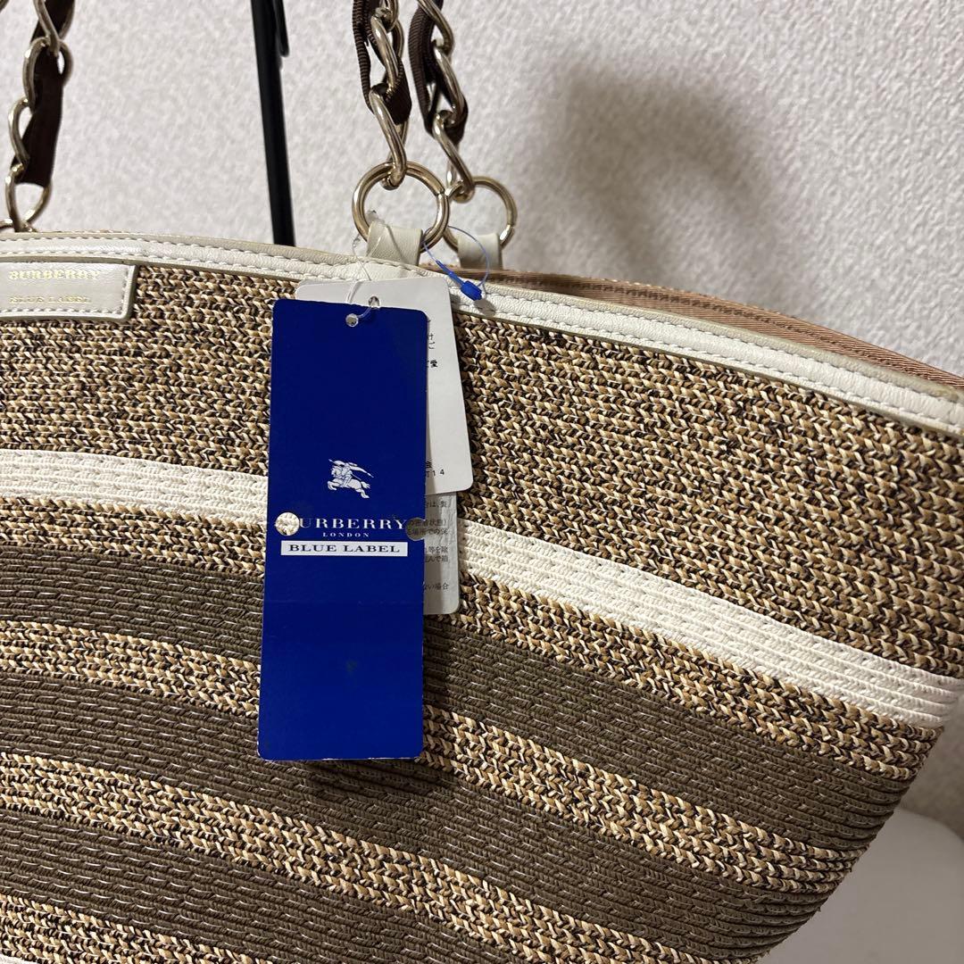 新品 未使用タグ付き BURBERRY BLUE LABAL かごバッグ