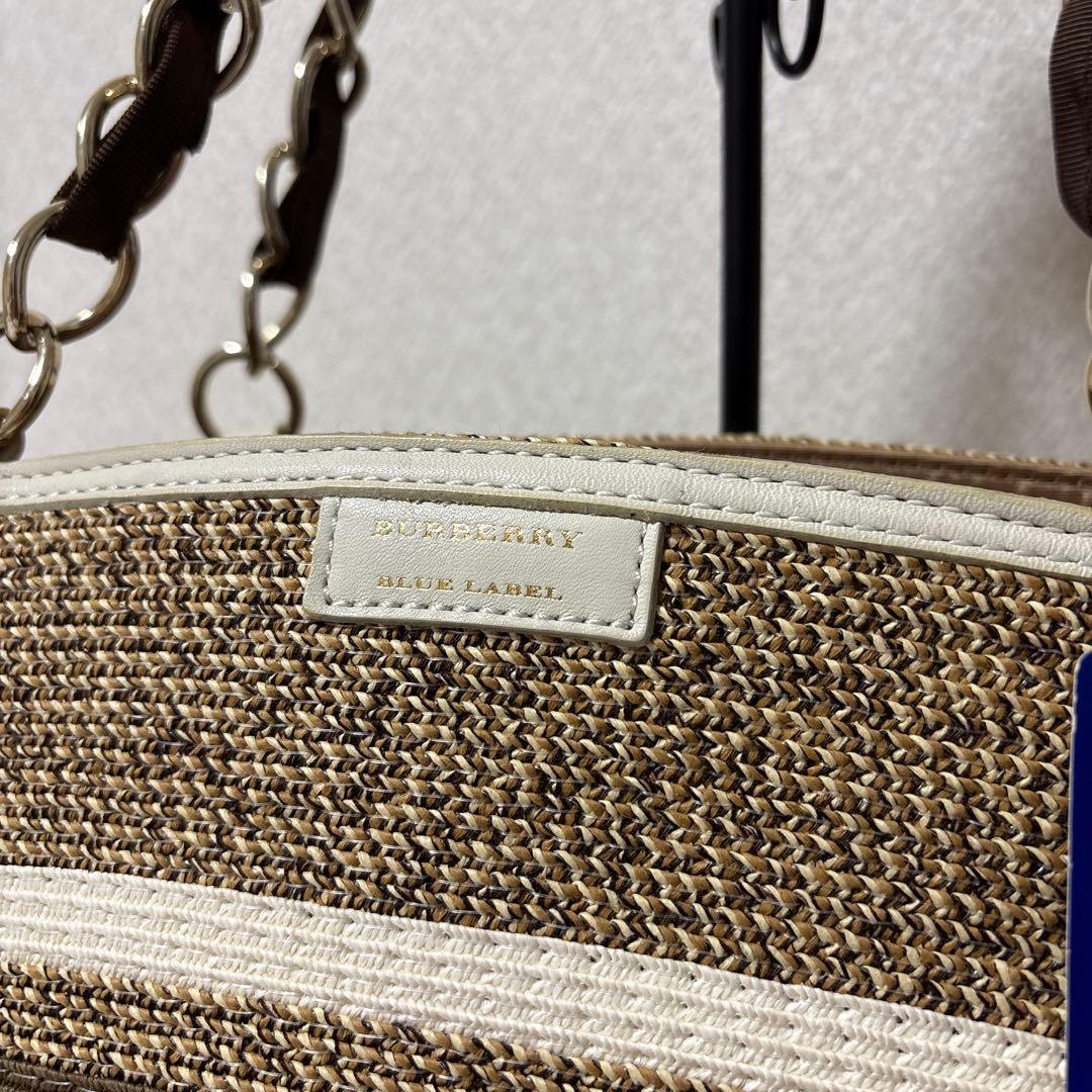 新品 未使用タグ付き BURBERRY BLUE LABAL かごバッグ