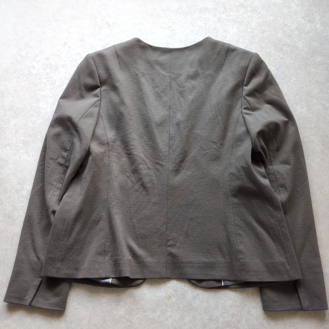 自由区 スカートスーツ ノーカラージャケット 大きいサイズ 44