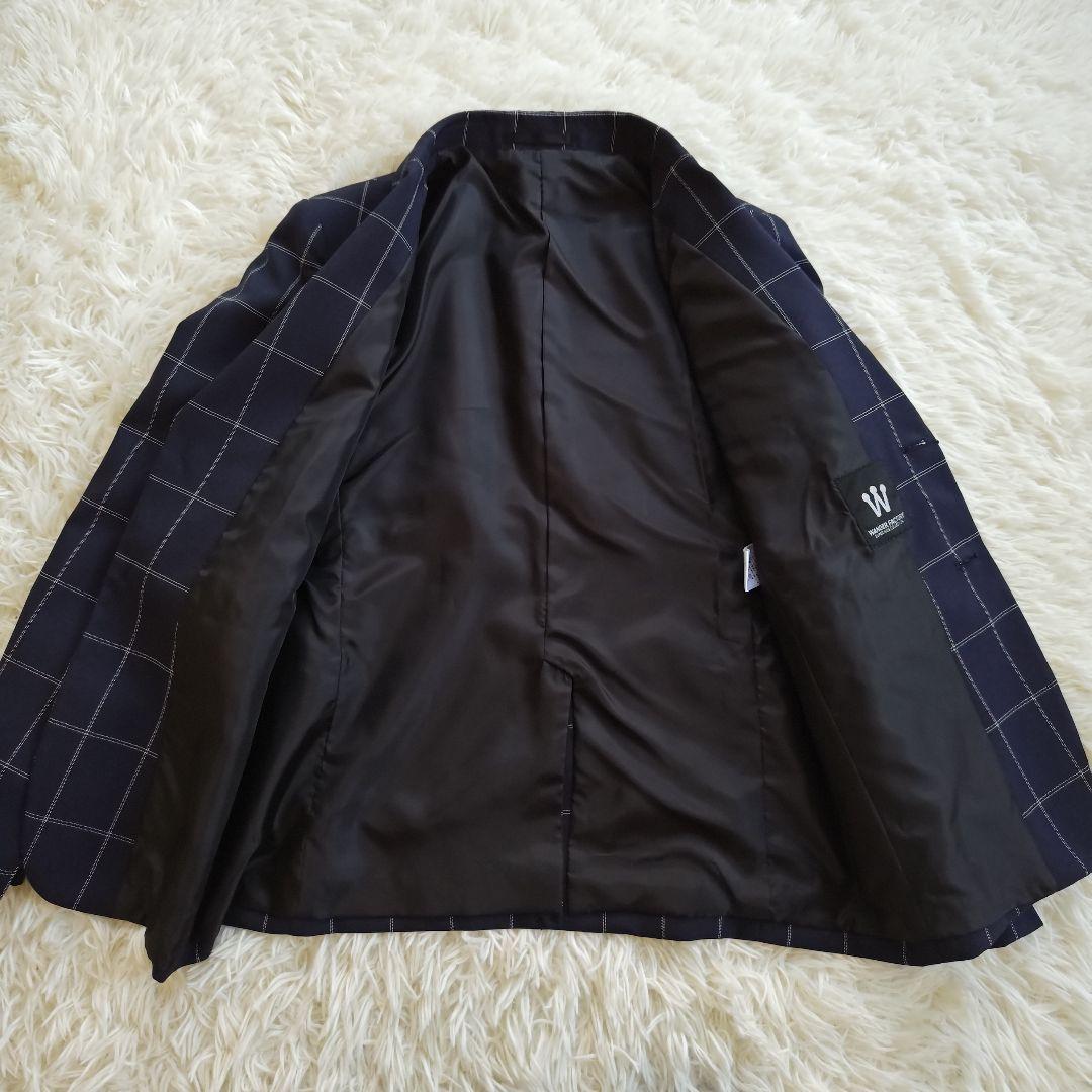 ワンダーファクトリー フォーマル スーツ 卒服 卒業式 ネイビー チェック 5点