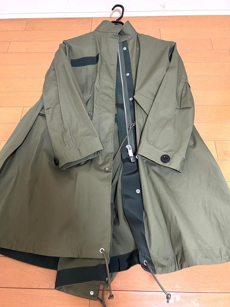 sacai サカイ　モッズコート　カーキブルゾン　コットン　レディースsize1