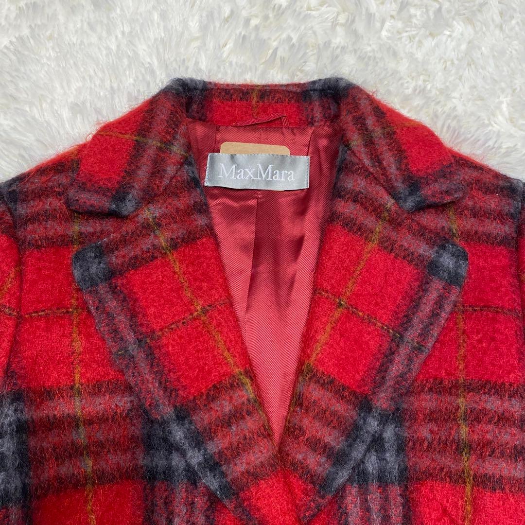 【美品】MaxMara マックスマーラ テーラードジャケット 赤 チェック