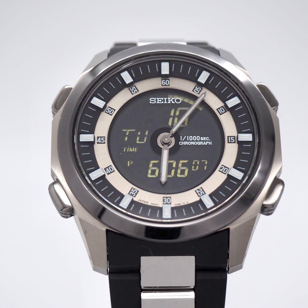 212 稼働【美品】SEIKO 時計　メンズ　イグニッション　アナデジ　チタン