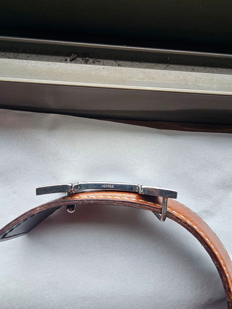 エルメス H型バックル リバーシブルレザーベルト 保存袋付き 87cm