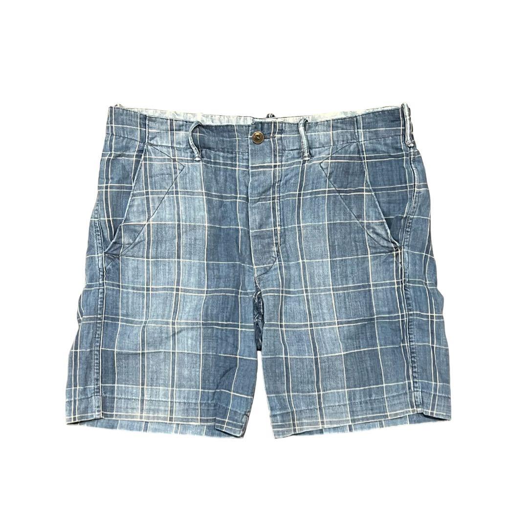 パンツ RRL denim check shorts chambray