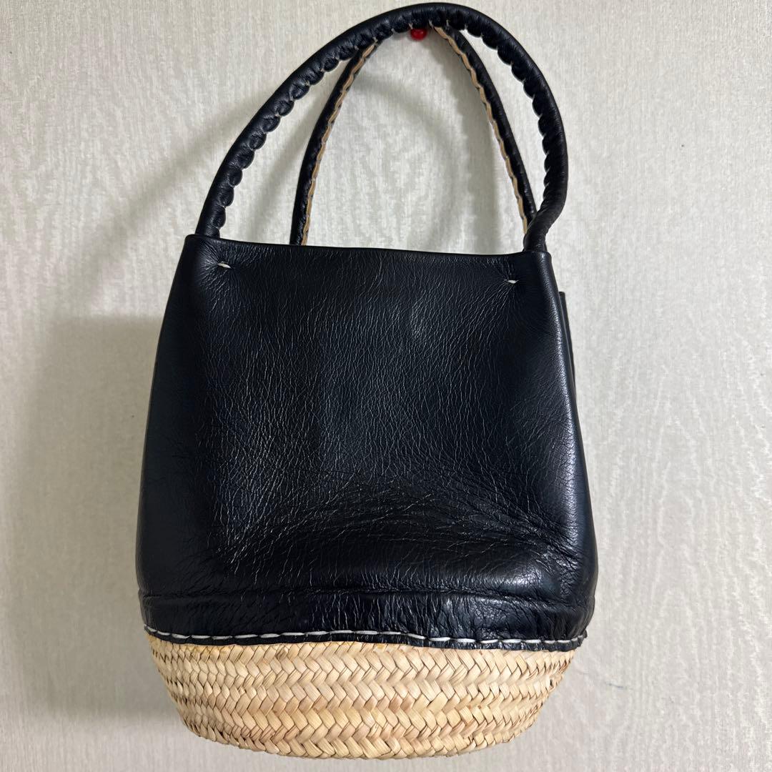 新品☆ワランワヤン ノスノス ムワイヤン☆本革 カゴバッグ【M】ブラック